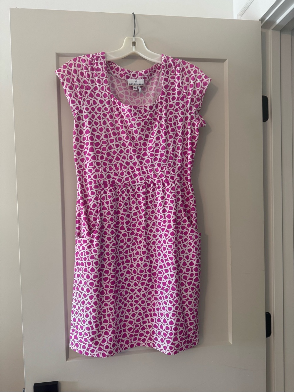Jude Connally Pink & White Geometric Dress